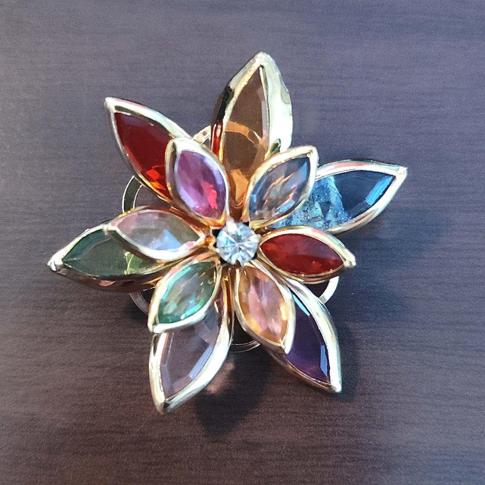Crystal Flower Brooch (rainbow) NWOT